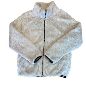 Victoria's‎ Secret PINK Sherpa Zip Up Jacket Gray With Black Trim Women's Medium